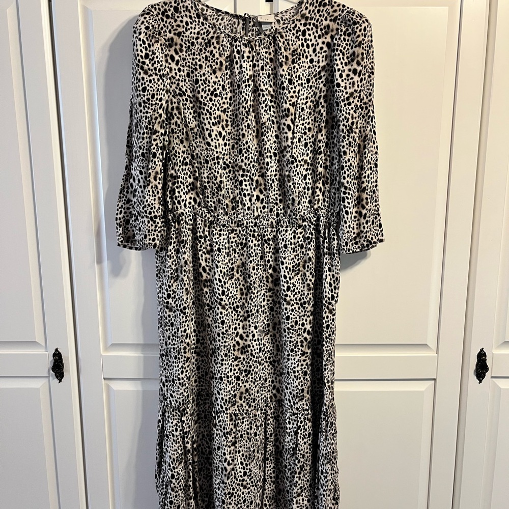 a new day Black and Cream Long Sleeve Animal Print Dress